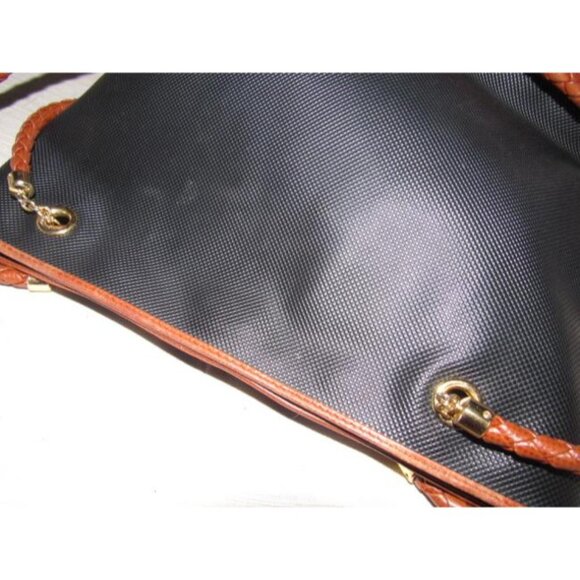 Bottega Veneta Vintage Black Satchel Coated Canvas And Brown Braid - Picture 7 of 12